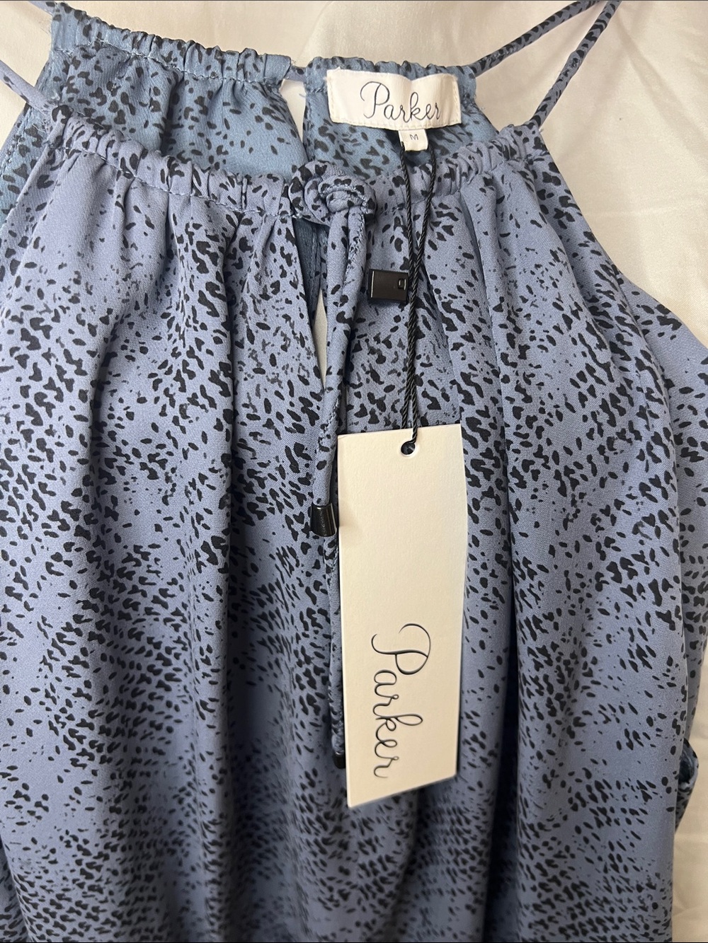 Parker Blue Printed Halter Dress 100% silk - Picture 5 of 10